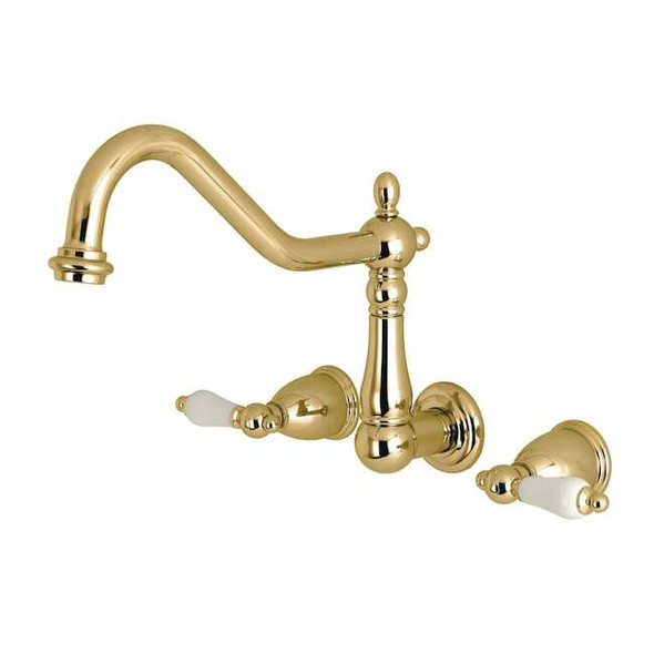 Kingston Brass Roman Tub Faucet, Polished Brass, Wall Mount KS1022PL