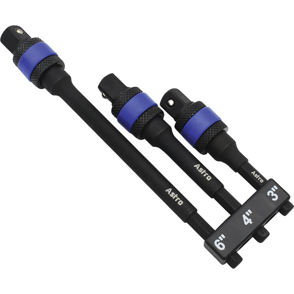 3pc Locking 1/4" Drive Hex Shank Impact Adapter Extension Set 78103