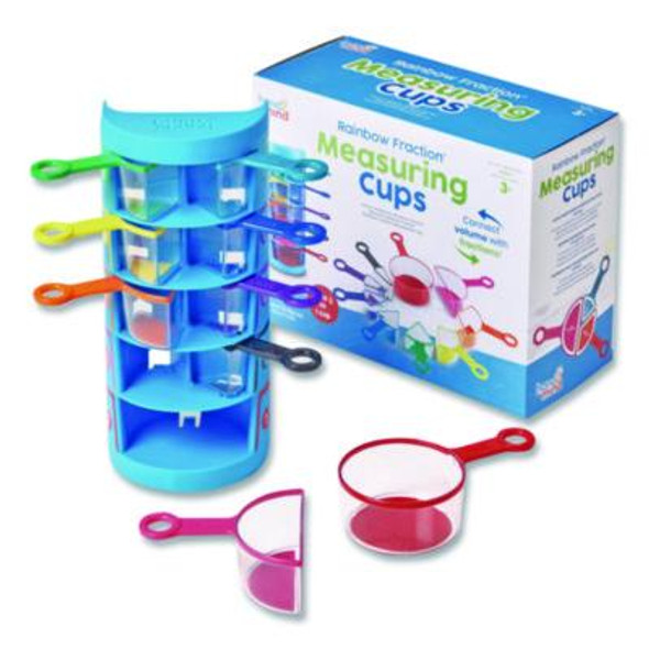 hand2mind® Rainbow Fraction Measuring Cups, Pre-K to K, 9 Pieces 93399