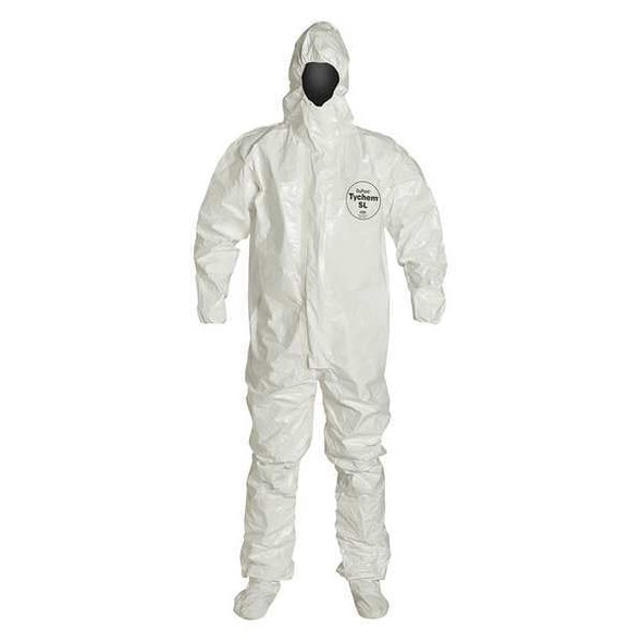 Respirator Fit Hood. Elastic Wrists. Storm Flap with Adhesive Closure. White. XL