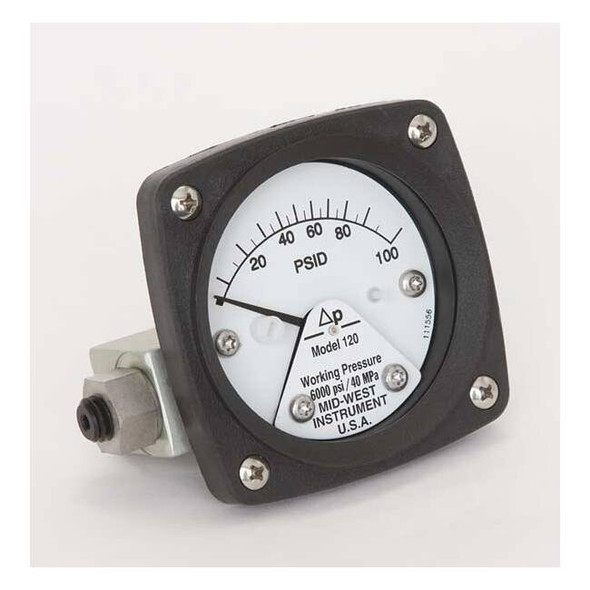 Midwest Instrument Pressure Gauge,0 to 100 psi 120-SA-00-OO-100P