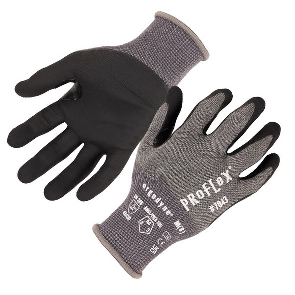 Ergodyne Coated Glove, Nitrile, Gray, M 12 PK 7043-12PR
