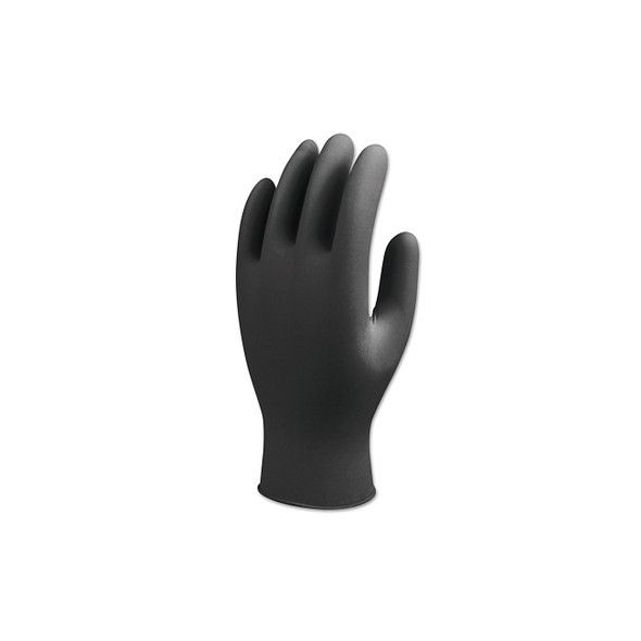 7700 Series Nitrile Gloves, Rolled Cuff, X-Large, Black