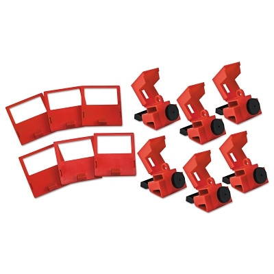 Breaker Lockout, 480 V/600 V, 1.588 in H x 3.253 in W x 2.175 in D, Red, Single-Pole