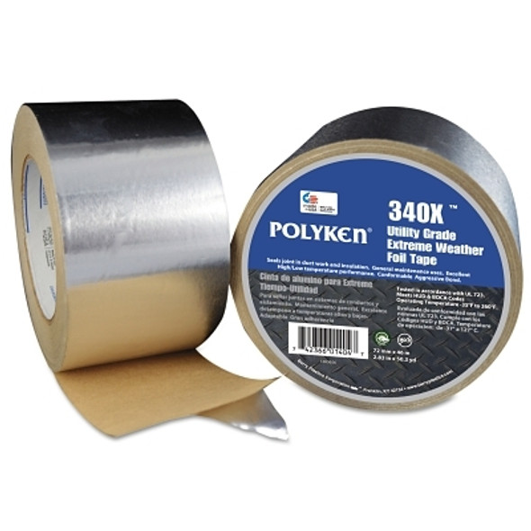 340X Utility Extreme Weather Foil Tape, 48 mm X 46 m, 3 mil, Aluminum