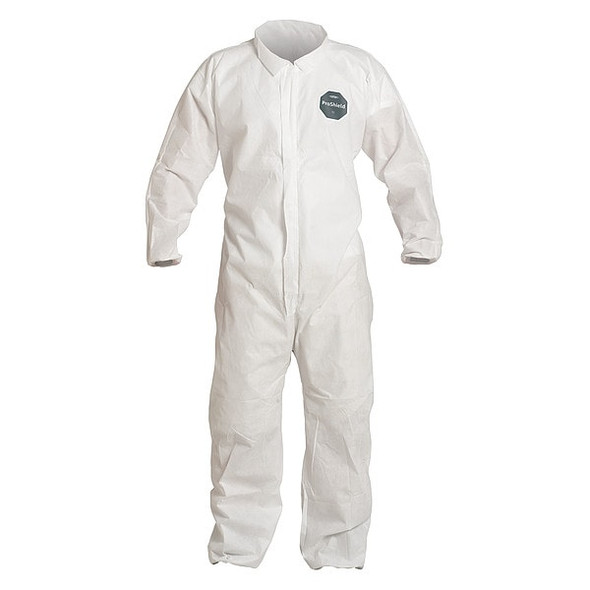 10 Coverall. Collar. Elastic Wrists and Ankles. Elastic Waist. White. MD