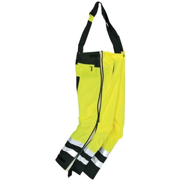 Hi-Visibility Breathable Rain Pants, Polyester, 33 in Inseam, Pull On Closure, Yellow, Size 4XL