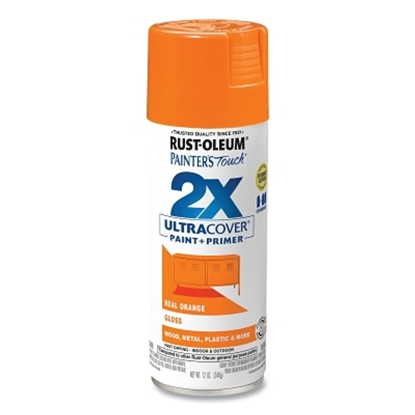 Painter's Touch® 2X Ultra Cover® Gloss Spray Paints + Primer, 12 oz, Aerosol Can, Real Orange
