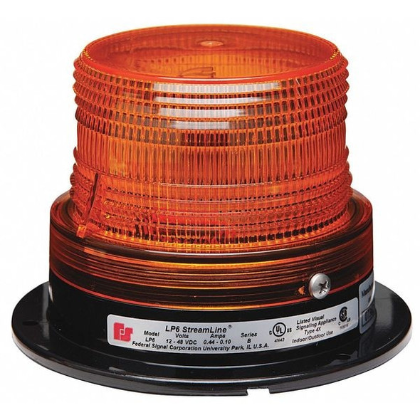 Federal Signal Warning Light, Blue, Strobe Tube, 120V AC, 65, 95 FPM, 5 in Dia., Surface LP6-120B