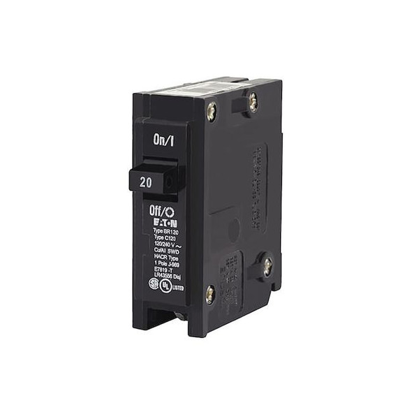Eaton Circuit Breaker, BR Series, 20A, 1 Pole, 120/240V AC, 10kA BR120