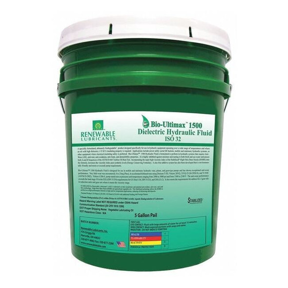 5 gal Pail, Hydraulic Oil, 32 ISO Viscosity, Not Specified SAE