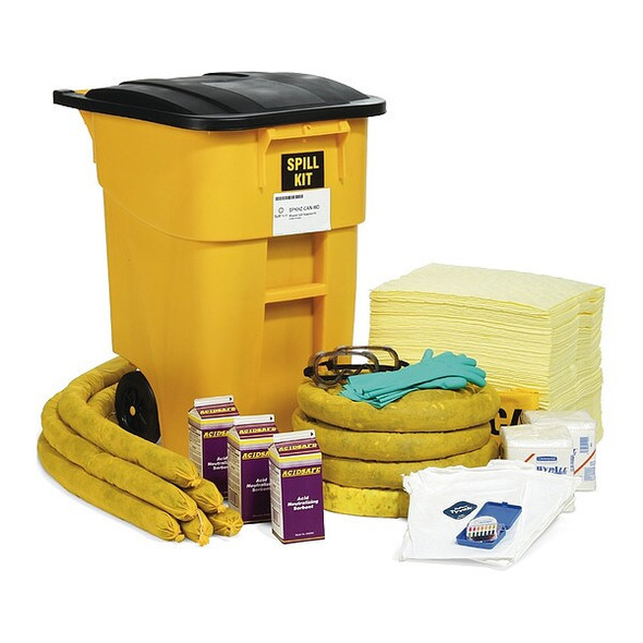 Spill Kit, 45 gal Volume Absorbed per Kit, 50 gal Capacity, Drum, Yellow