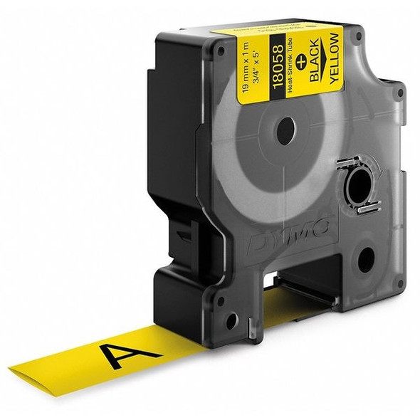 Dymo RHINO (R) Heat Shrink Tube Label 3/4" x 60"H, Black on Yellow 18058