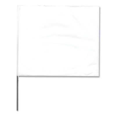 Stake Flags, 4 in x 5 in, 24 in Height, White Pack of 100