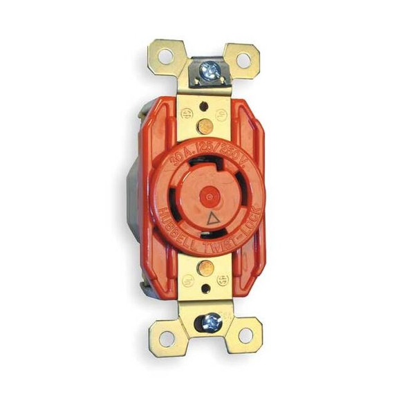Hubbell Wiring Device-Kellems Lck Recept,30 A;Org;Nylon,L14-30R,1Gng IG2710