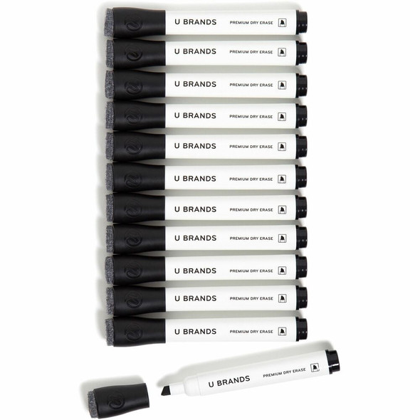 U Brands Chisel Tip Dry-Erase Markers - Black Ink - 12 / Pack