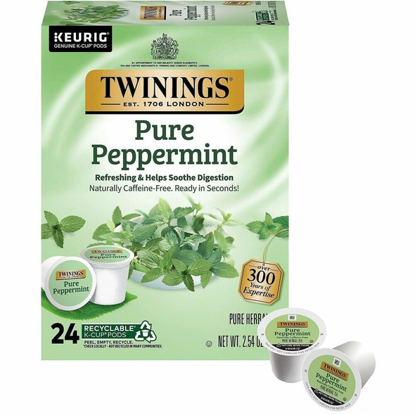 Twinings of London Pure Peppermint Herbal Tea K-Cup - 0.1 oz - 24 / Box