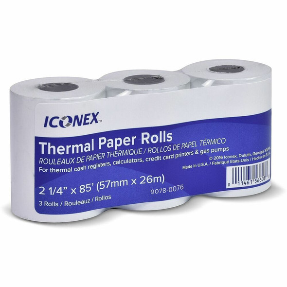 ICONEX Thermal POS Receipt Paper Roll - 2 1/4" x 85 ft - Durable - 3 / Pack