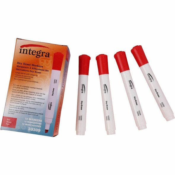 Integra Chisel Point Dry-erase Markers - Red Ink - 1 Dozen