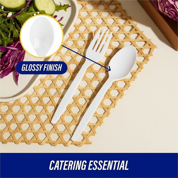 Genuine Joe Medium-Heavyweight Plastic Spoons - Disposable - White - 100 - Box 10432 SPR-GJO10432