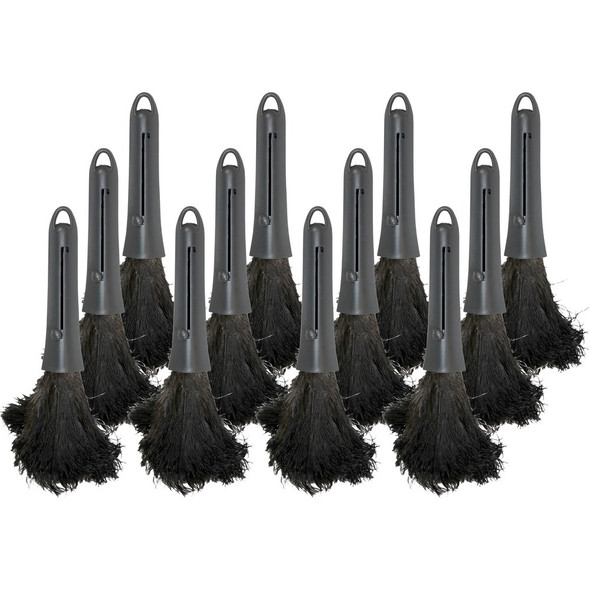 Genuine Joe Retractable Feather Duster - Plastic Handle - Brown - 12 / Carton