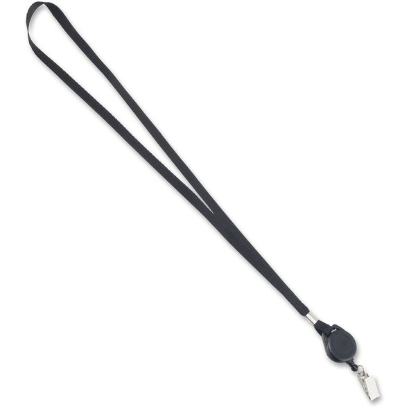 Advantus Retracting ID Reel Badge 36" Lanyard - 36" Length - Black - 12 / Box