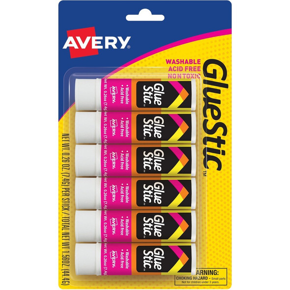 Avery&reg; Glue Stick - 0.26 oz - White - 6 / Pack