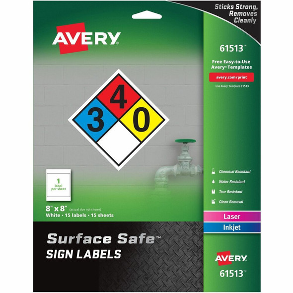 Avery&reg; Surface Safe Warning Label 61513
