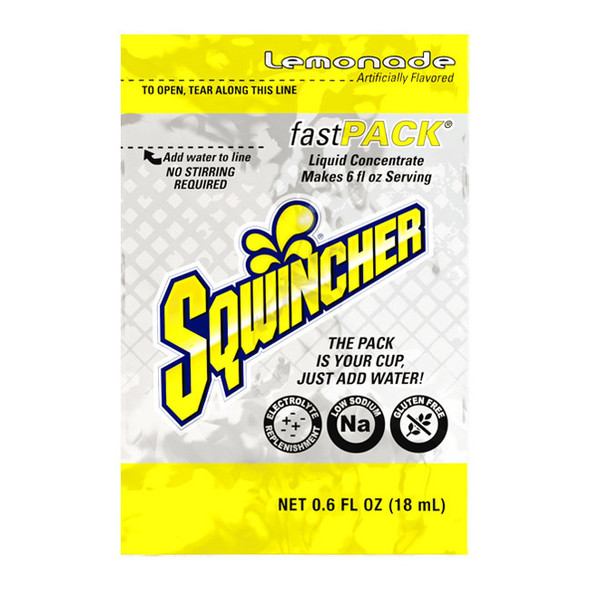 Sqwincher® FastPack® Single Serve, 0.6 oz Packs, 6 oz Yield