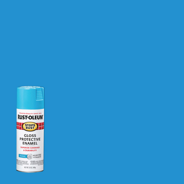 Rust-Oleum Stops Rust 12 Oz. Maui Blue Gloss Anti-Rust Spray Paint 269292