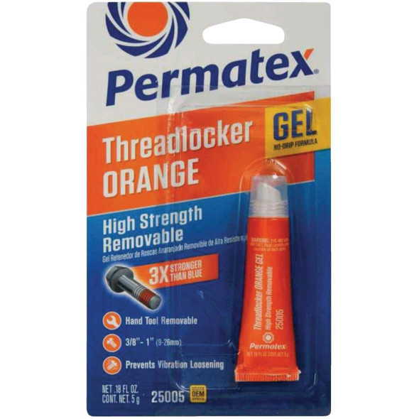 Permatex High Strength 0.2 Oz. 5G Orange Threadlocker Gel 25005