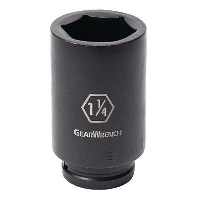 Impact Socket, 3/4 in Drive Size, 1-7/16 in Opening Size, 6-point, Deep Length