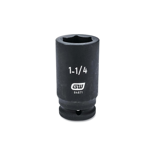 Impact Socket, 3/4 in Drive Size, 1-1/4 in Opening Size, 6-point, Deep Length
