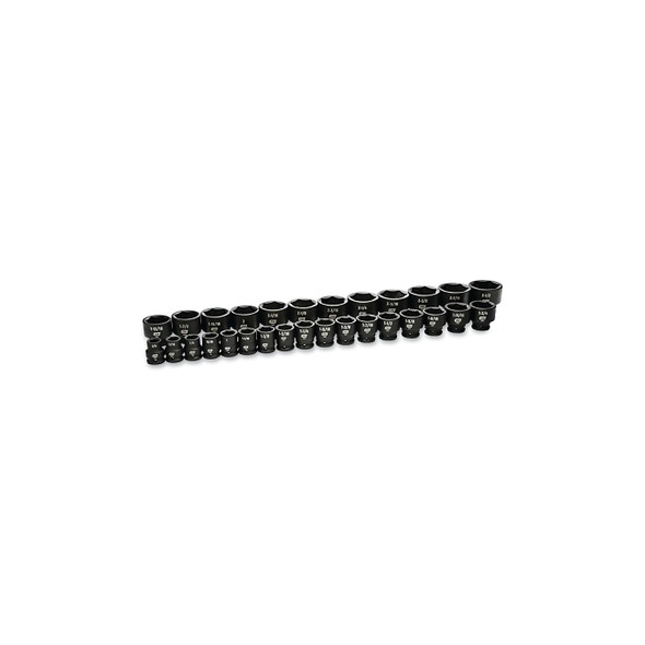 Impact Socket Set, 3/4 in Dr, 6-point, SAE, 3/4 in to 2-1/2 in, 29-Pc Standard Length, Incl Blow Mold Case