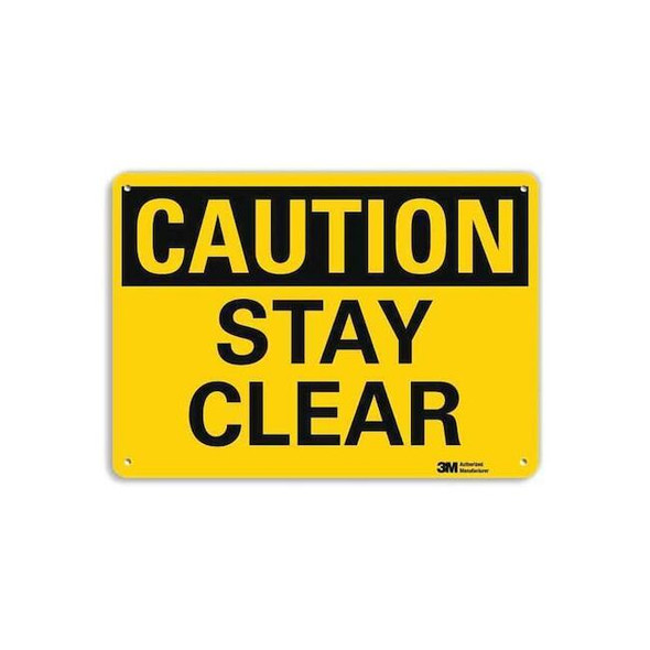 Caution, Stay Clear, 14 in W x 10 in H, Horizontal Rectangle, Aluminum