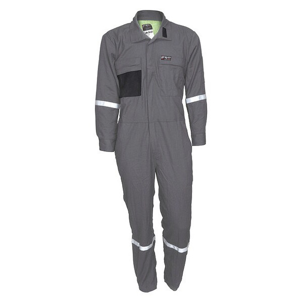 Coverall, 8.9 cal/sq cm ATPV, L, 30 in Inseam, FR Inherent Blend, Zipper