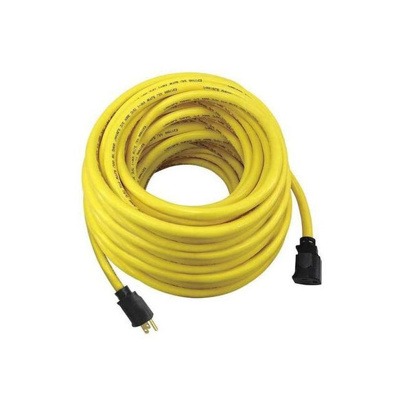 SJTW Locking Extension Cord, 10 AWG 1 Outlet, 5-15R, Yellow, 5-15P, 100ft