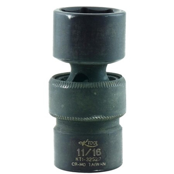 K-Tool International Swivel Impact Socket,6 pt.,3/8"Dr,11/16" KTI-32522