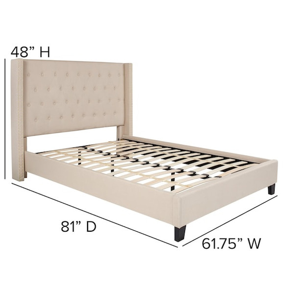 Flash Furniture Platform Bed,Riverdale,Full,Beige HG-34-GG