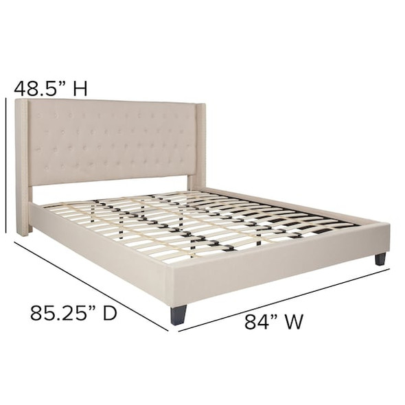 Flash Furniture Platform Bed,Riverdale,King,Beige HG-36-GG