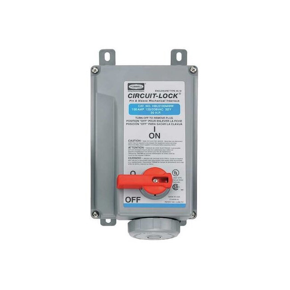 Hubbell Wiring Device-Kellems Mechanical Interlock,250VAC,100A HBL5100MI9W