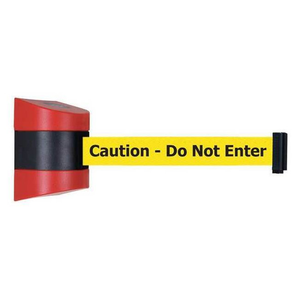 Retractable Belt Barrier, 15 ft Length, Caution Do Not Enter, Red
