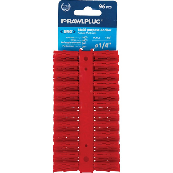 Rawlplug Uno 1-4 In. Multi-Purpose Anchor (96-Pack) Clip Strip (12-Piece) R-U0-1/4-96-C 206509