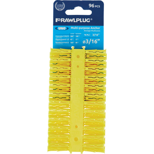 Rawlplug Uno 3/16 In. Multi-Purpose Anchor (96-Pack) Clip Strip (12-Piece)