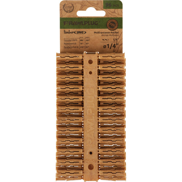 Rawlplug Timber Uno 1/4 In. Multi-Purpose Anchor (96-Pack) Clip Strip (12-Piece)