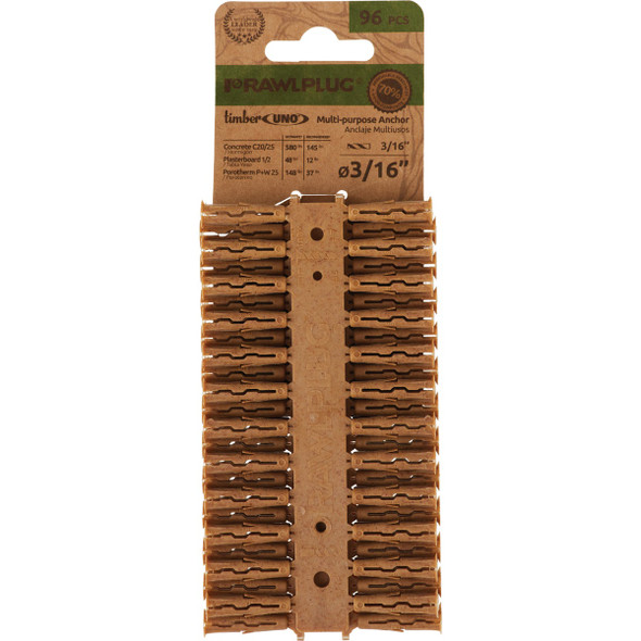 Rawlplug Timber Uno 3/16 In. Multi-Purpose Anchor (96-Pack) Clip Strip (12-Piece)