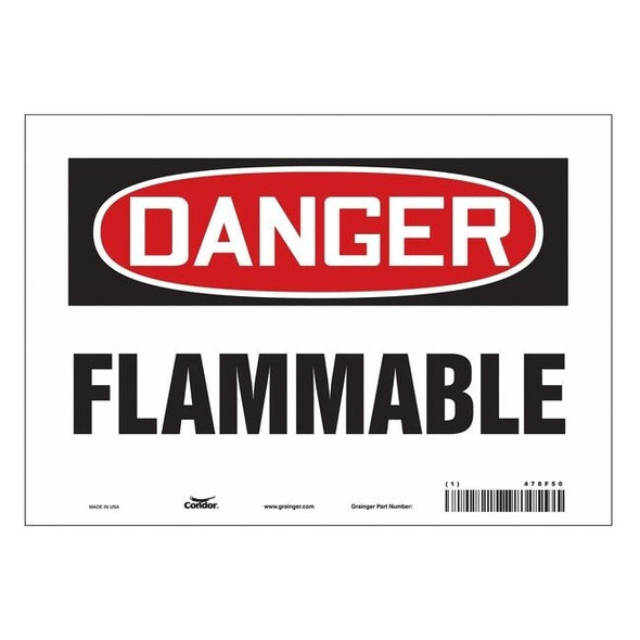 Danger Sign, 7 in H, 10 in W, Vinyl, Vertical Rectangle, English, 478F50