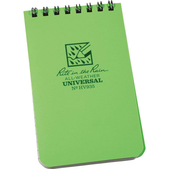 Rite in the Rain 3 In. x 5 In. 50-Sheet Top Spiral Hi Vis Green Notebook HV935