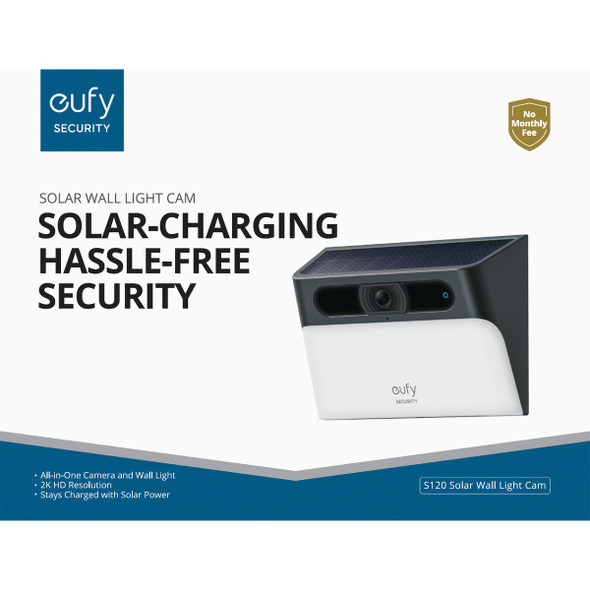 eufy Wall Light Cam S120 Wireless Solar Outdoor Security Camera