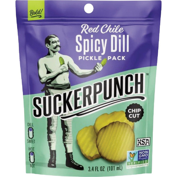 Sucker Punch 3.4 Oz. Spicy Pickle Chips LNH91427 Pack of 12